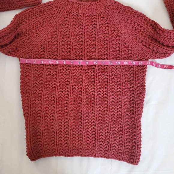 J. Crew Women's Knit By Hand Chunky Trend Knit Pullover Sweater Burgundy Red XS - Picture 9 of 11